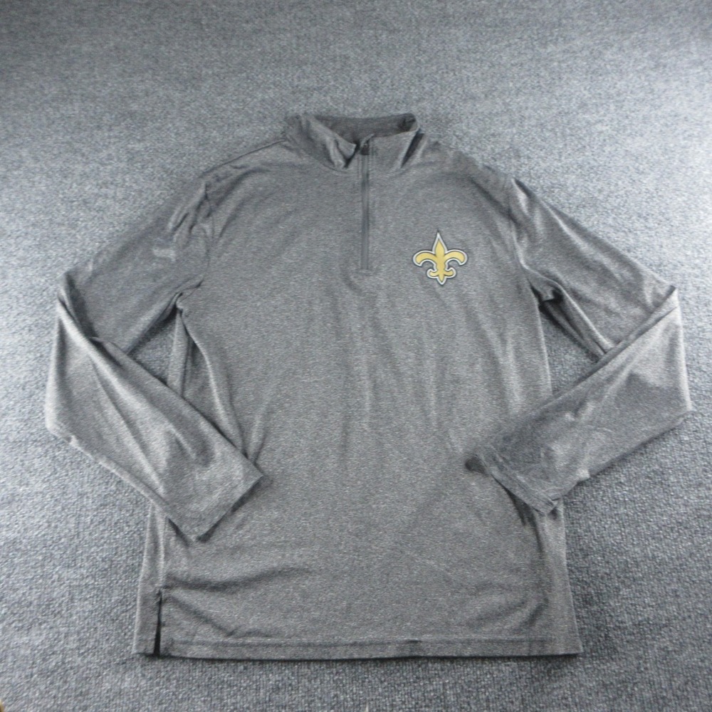 New Orleans Saints Sweatshirt Mens Small Gray Football NFL Team Apparel 1/4 Zip